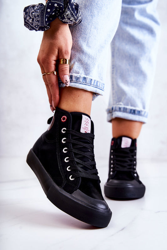 Women's High Sneakers Cross Jeans Black