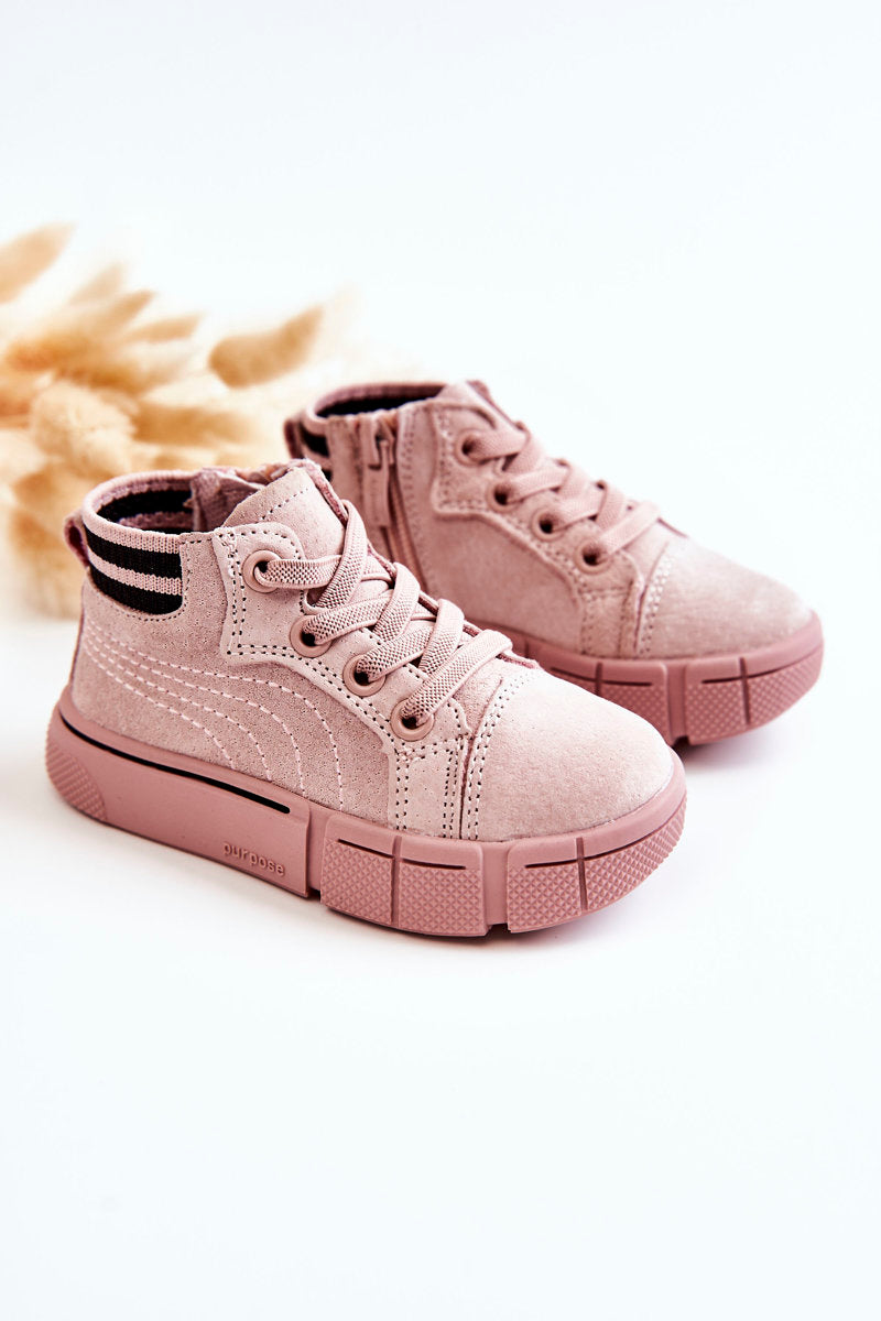 High-Top-Sneaker für Kinder mit Reißverschluss Pink Boone