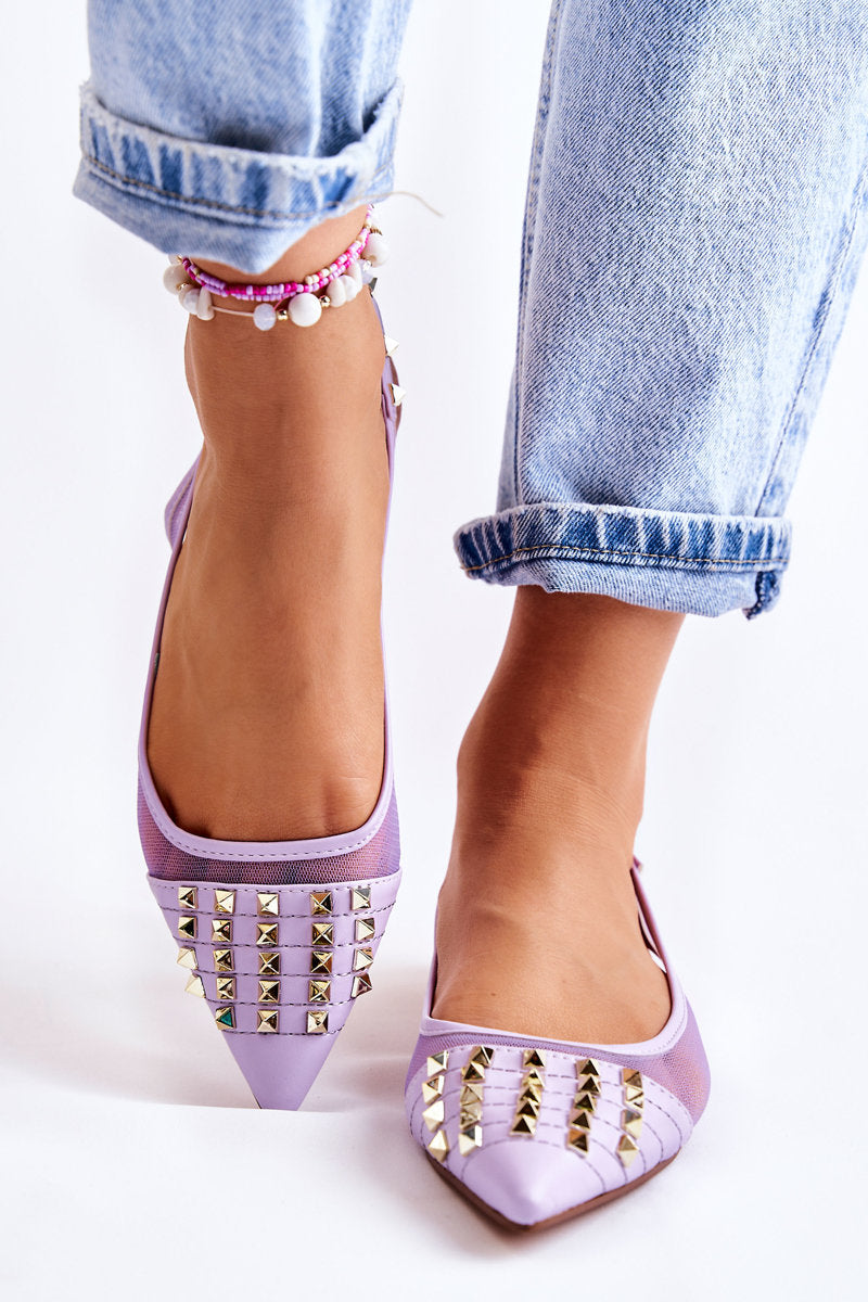 Women's Ballerinas With Studs Purple Kinley-1