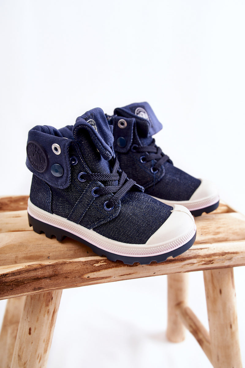 Hoge kindersneakers Navy Tobby