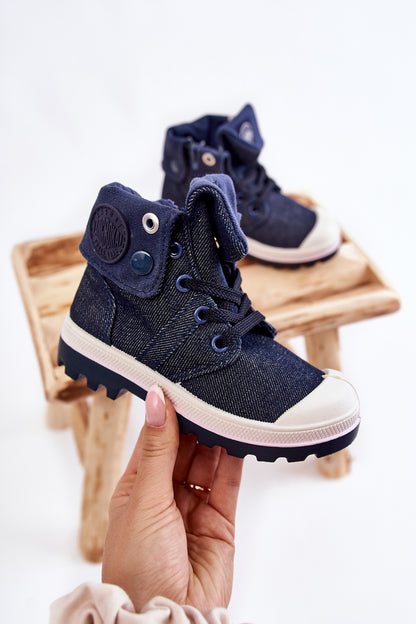 Hoge kindersneakers Navy Tobby