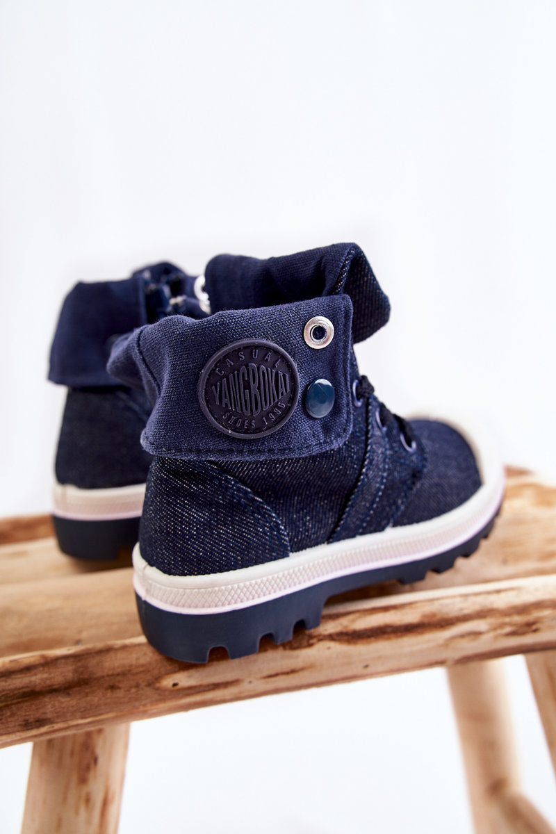 Hoge kindersneakers Navy Tobby