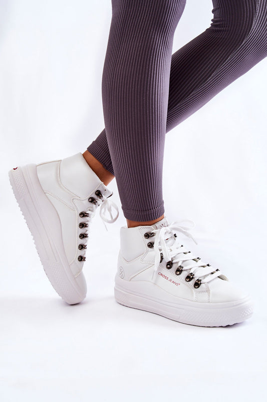 Women's High Sneakers Cross Jeans White