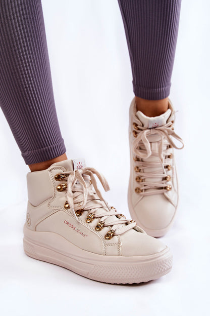 Women's High Sneakers Cross Jeans Beige