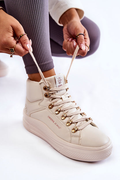 Women's High Sneakers Cross Jeans Beige