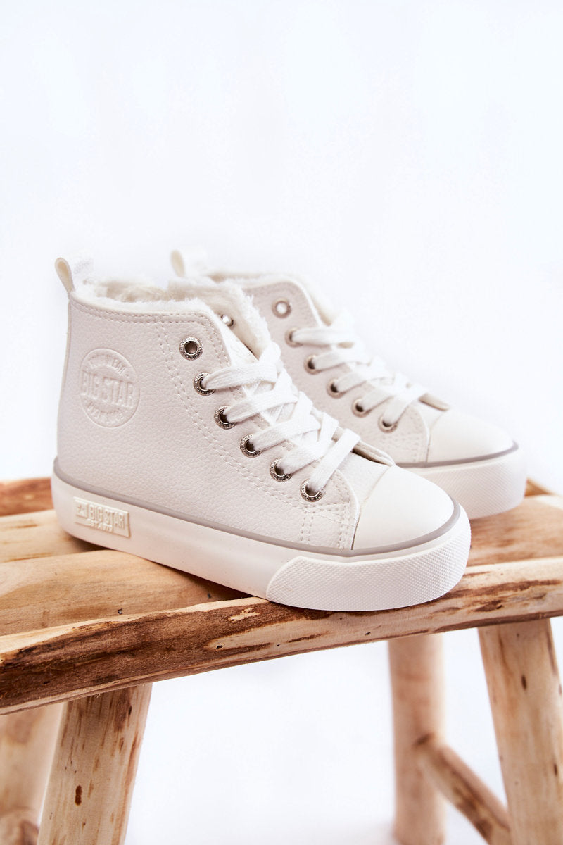 Children's High Sneakers With Zipper Big Star White