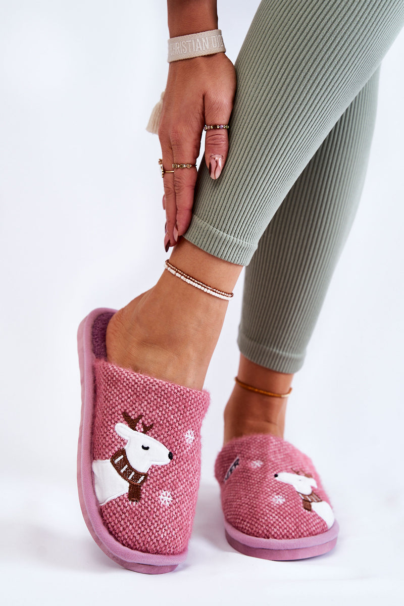 Women's Christmas Slippers With Reindeer Purple Millio-0