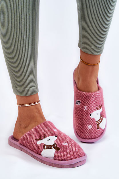 Women's Christmas Slippers With Reindeer Purple Millio-3