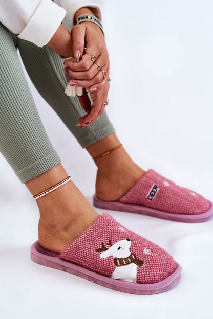 Women's Christmas Slippers With Reindeer Purple Millio-2