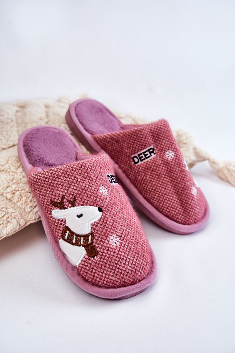 Women's Christmas Slippers With Reindeer Purple Millio-1