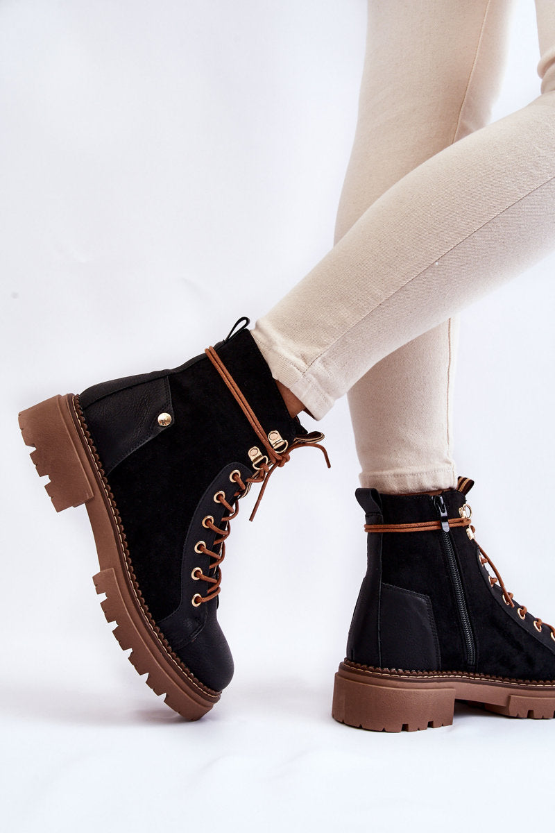 Black Suede Trapper Boots Alette-4