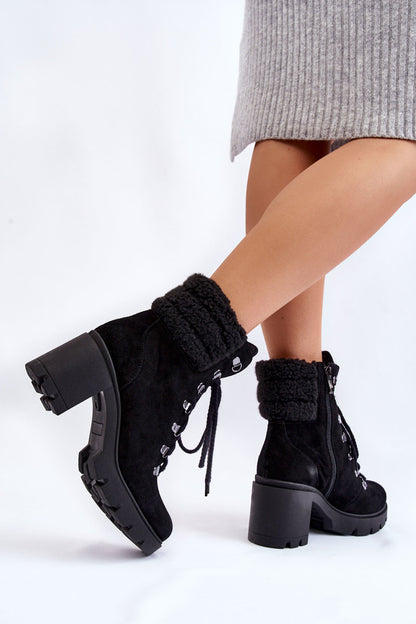 Women's Suede High Heel Boots Black Avely-6