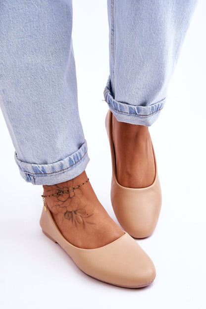 Leather Ballerina Classic Beige Stacee-3