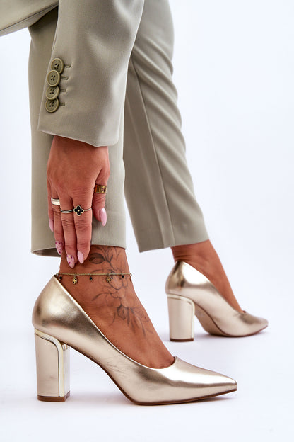 Classic Pumps On A Decorative Heel gold Elizabeth-4