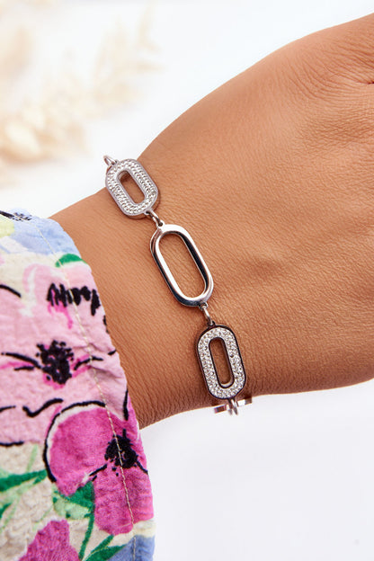 Bracelet With Oval Pendants Silver-0