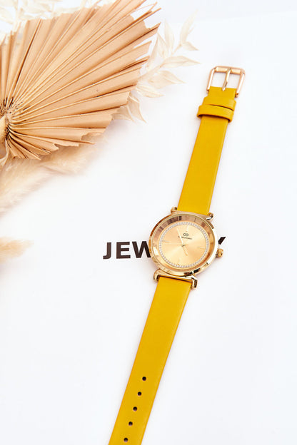 Giorgio&Dario Classic Women's Leather Watch Yellow