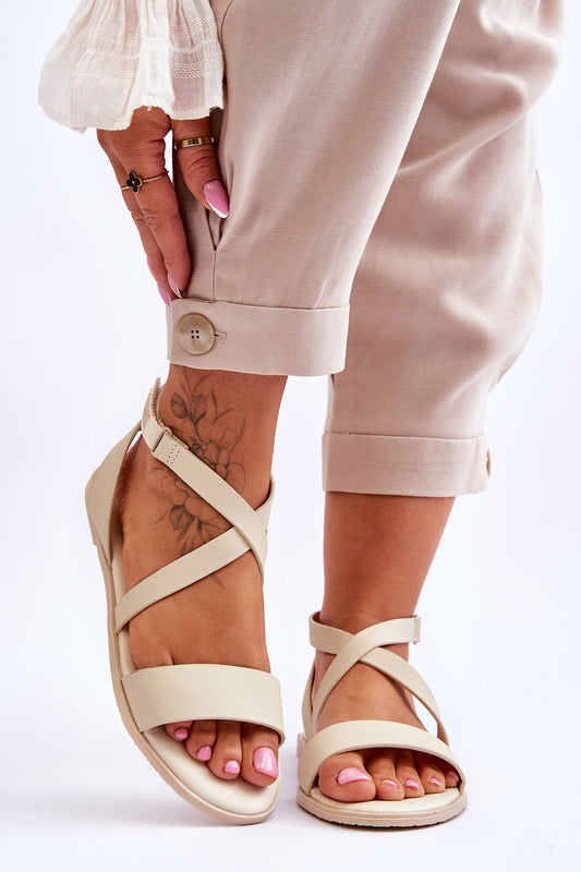 Leather Ankle Sandals Big Star Beige