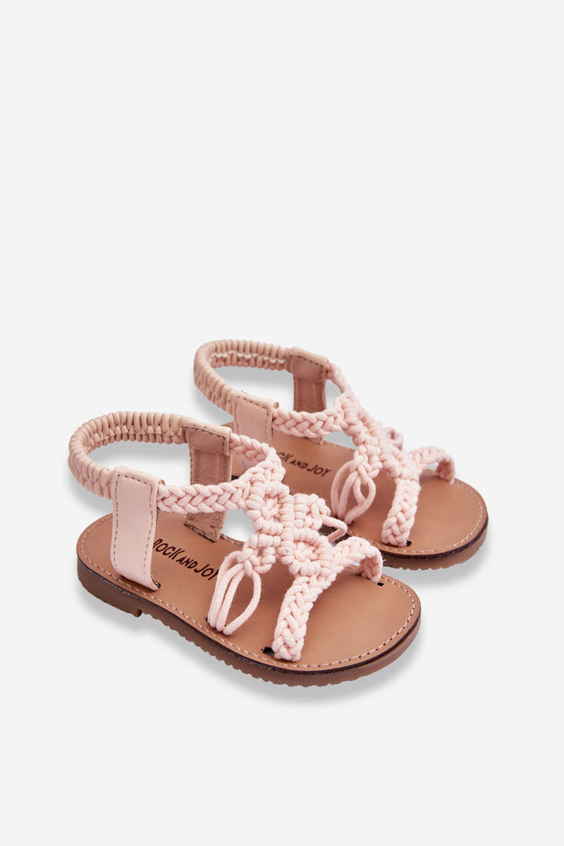 Children's Braided Slip-on Sandals Pink Tracy-3