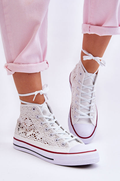 Women's Lace High Sneakers White Cornella-2