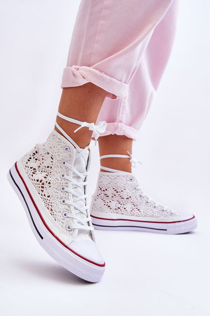 Women's Lace High Sneakers White Cornella-4