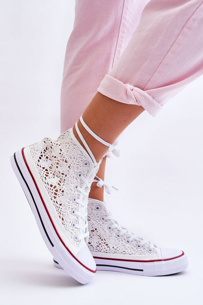 Women's Lace High Sneakers White Cornella-1