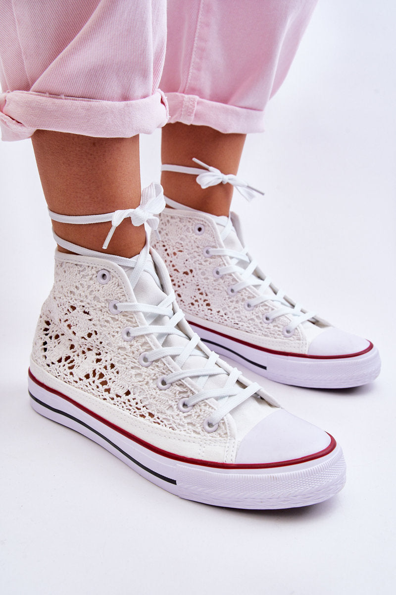 Women's Lace High Sneakers White Cornella-7