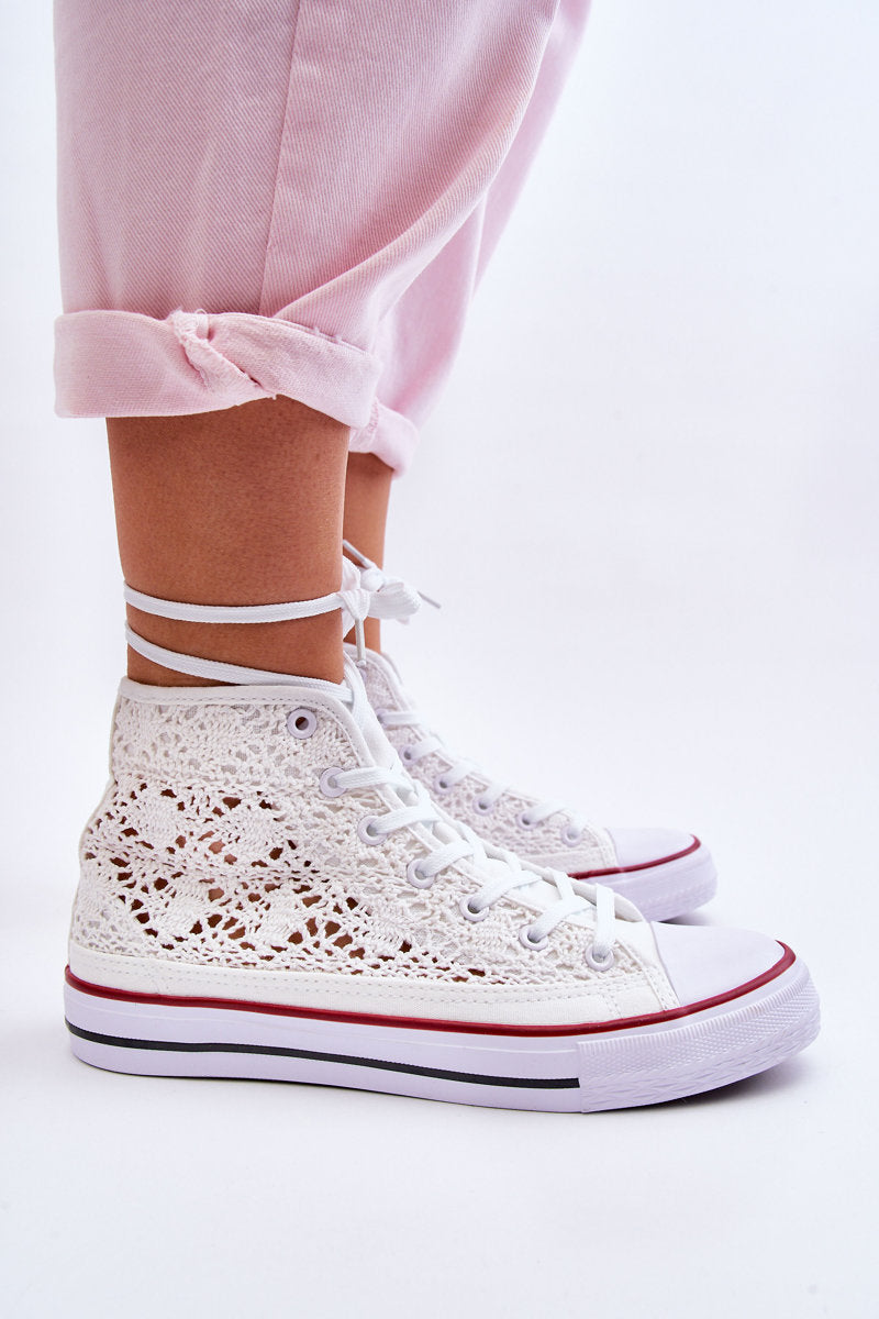 Women's Lace High Sneakers White Cornella-6