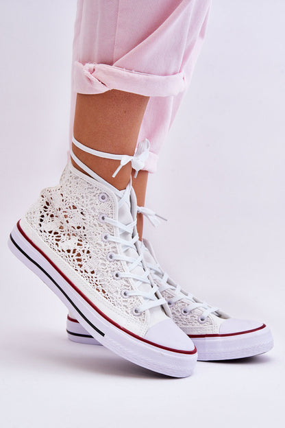 Women's Lace High Sneakers White Cornella-3