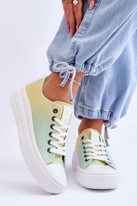 Low Platform Sneakers Big Star LL274A186 Yellow-Green-0