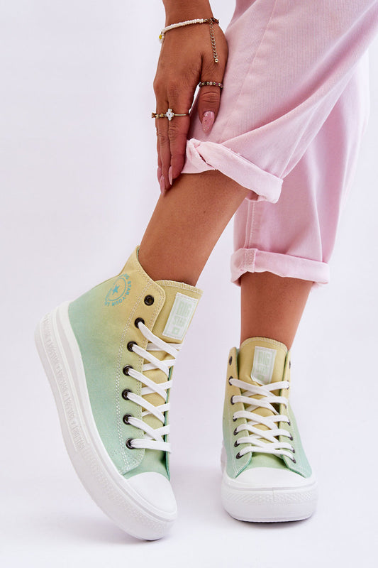 High Platform Sneakers Big Star LL274A190 Yellow-Green-0