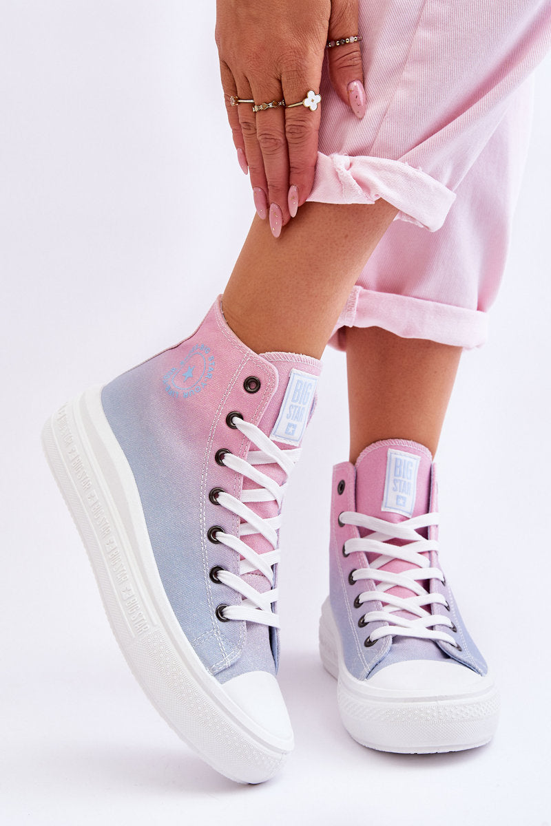 High Platform Sneakers Big Star LL274A191 Pink and Blue-0