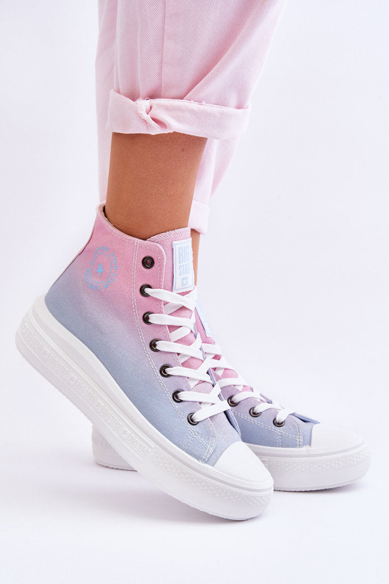 High Platform Sneakers Big Star LL274A191 Pink and Blue-6