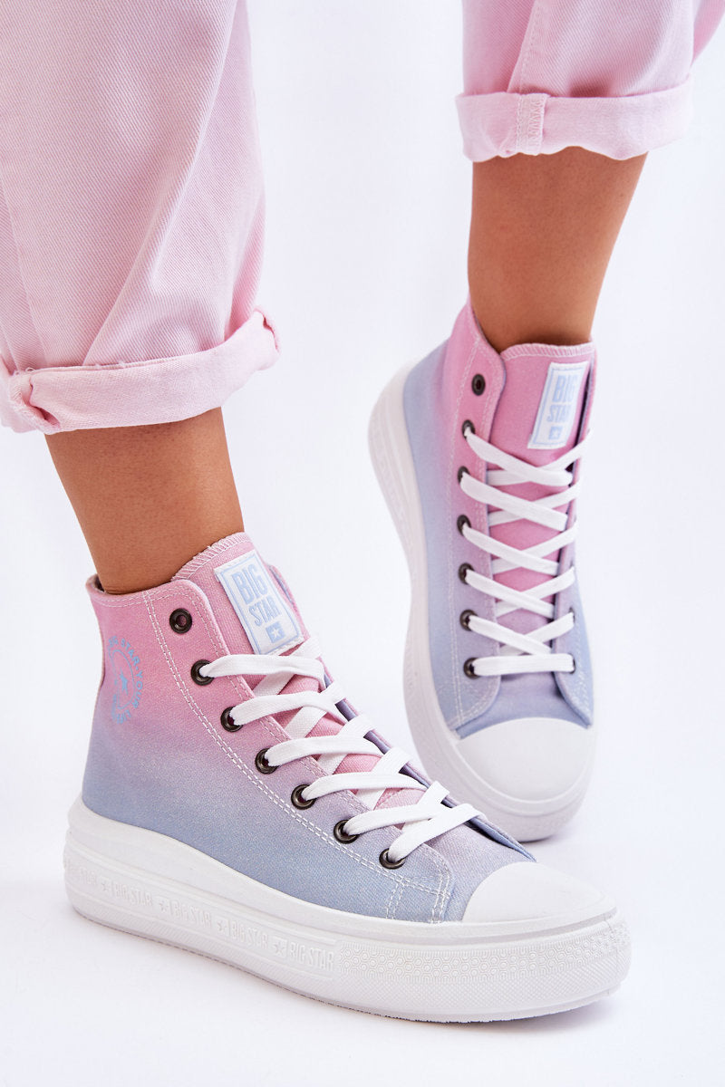 High Platform Sneakers Big Star LL274A191 Pink and Blue-4