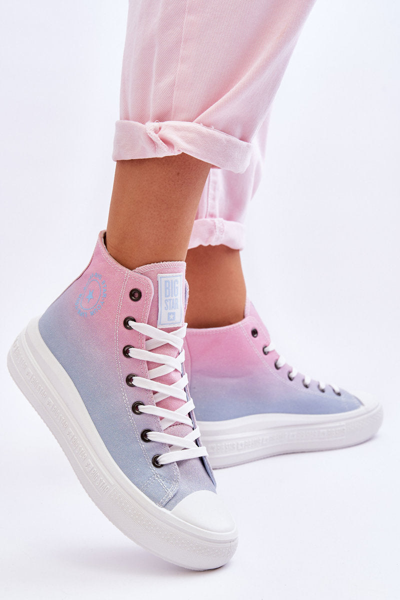 High Platform Sneakers Big Star LL274A191 Pink and Blue-5