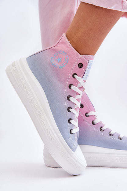 High Platform Sneakers Big Star LL274A191 Pink and Blue-8