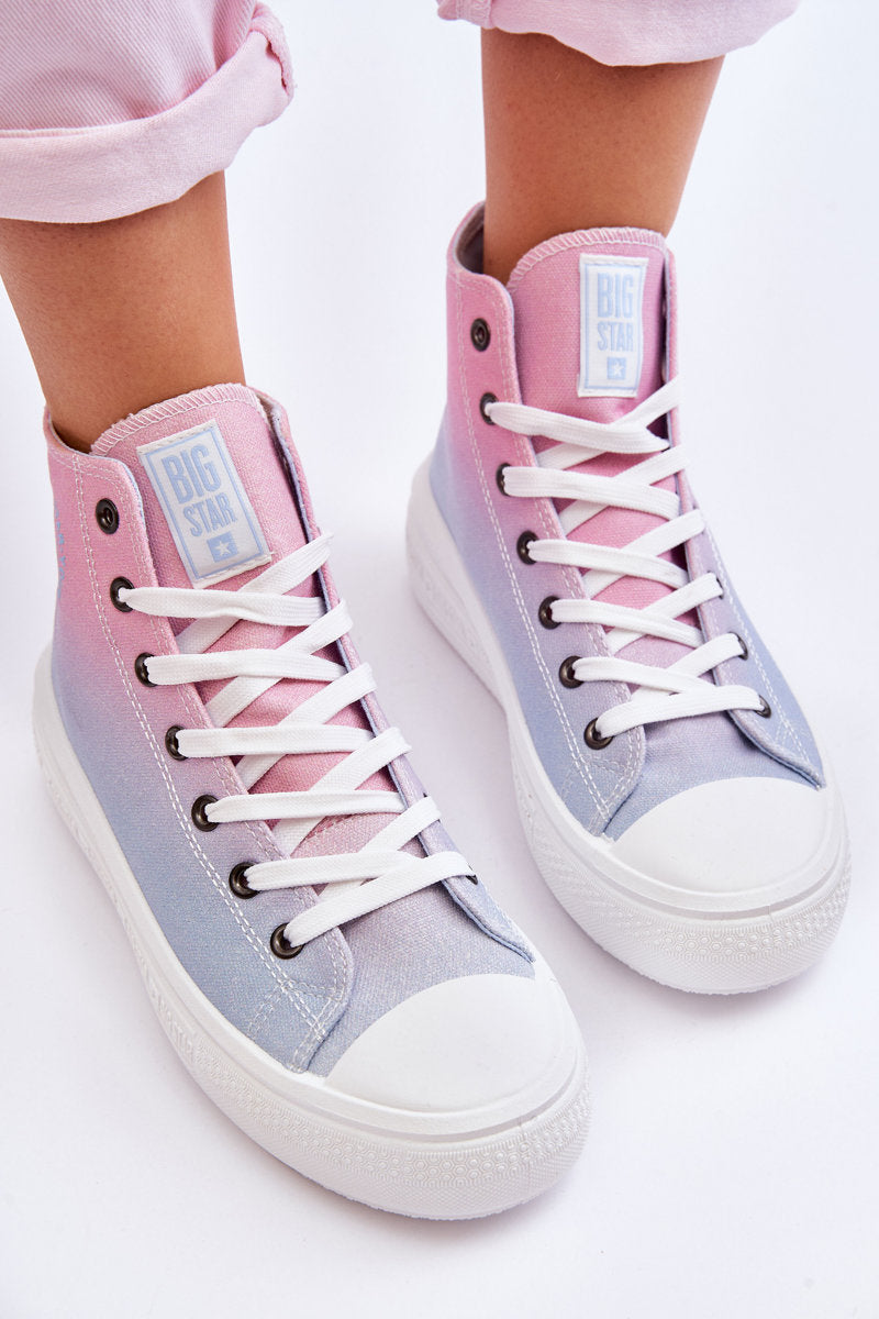 High Platform Sneakers Big Star LL274A191 Pink and Blue-9