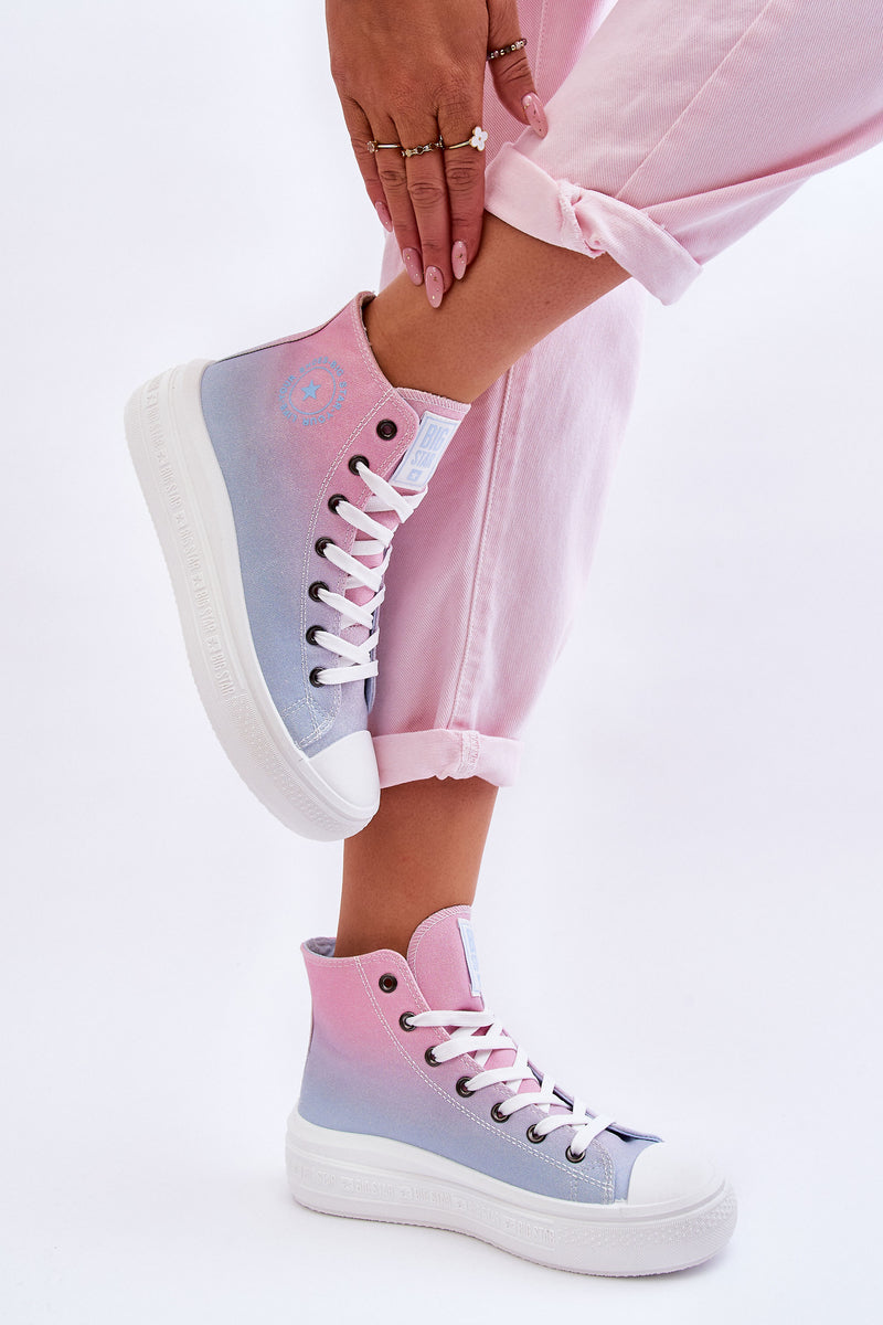 High Platform Sneakers Big Star LL274A191 Pink and Blue-2