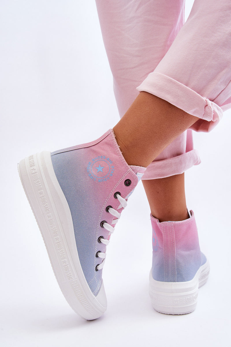 High Platform Sneakers Big Star LL274A191 Pink and Blue-7