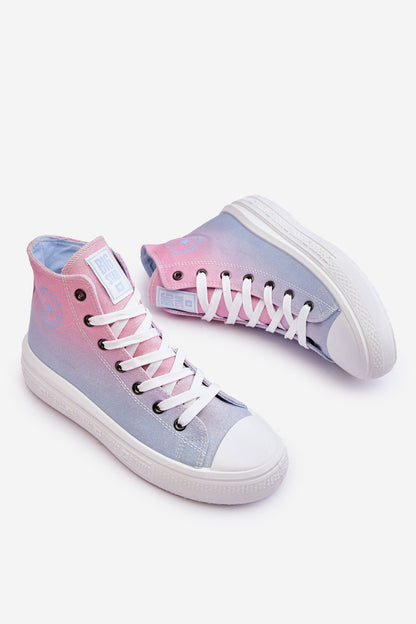 High Platform Sneakers Big Star LL274A191 Pink and Blue-3