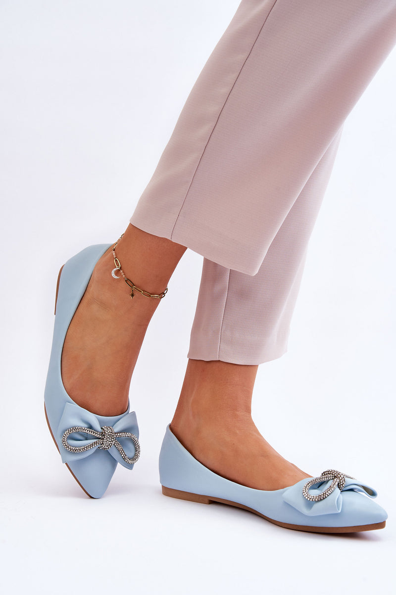 Elegant Ballerinas With A Bow Blue One Time-2