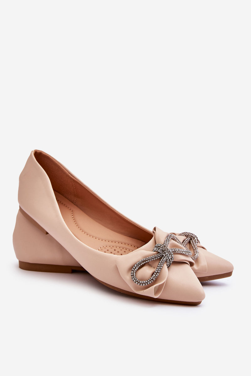 Elegant Ballerinas With A Bow Beige One Time-1