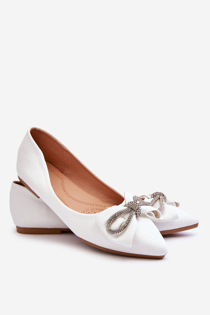 Elegant Ballerinas With A Bow White One Time-1