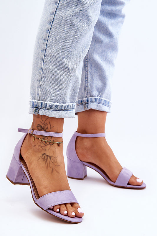 Suede Classic Low Heel Sandals Purple Honeymoon-0