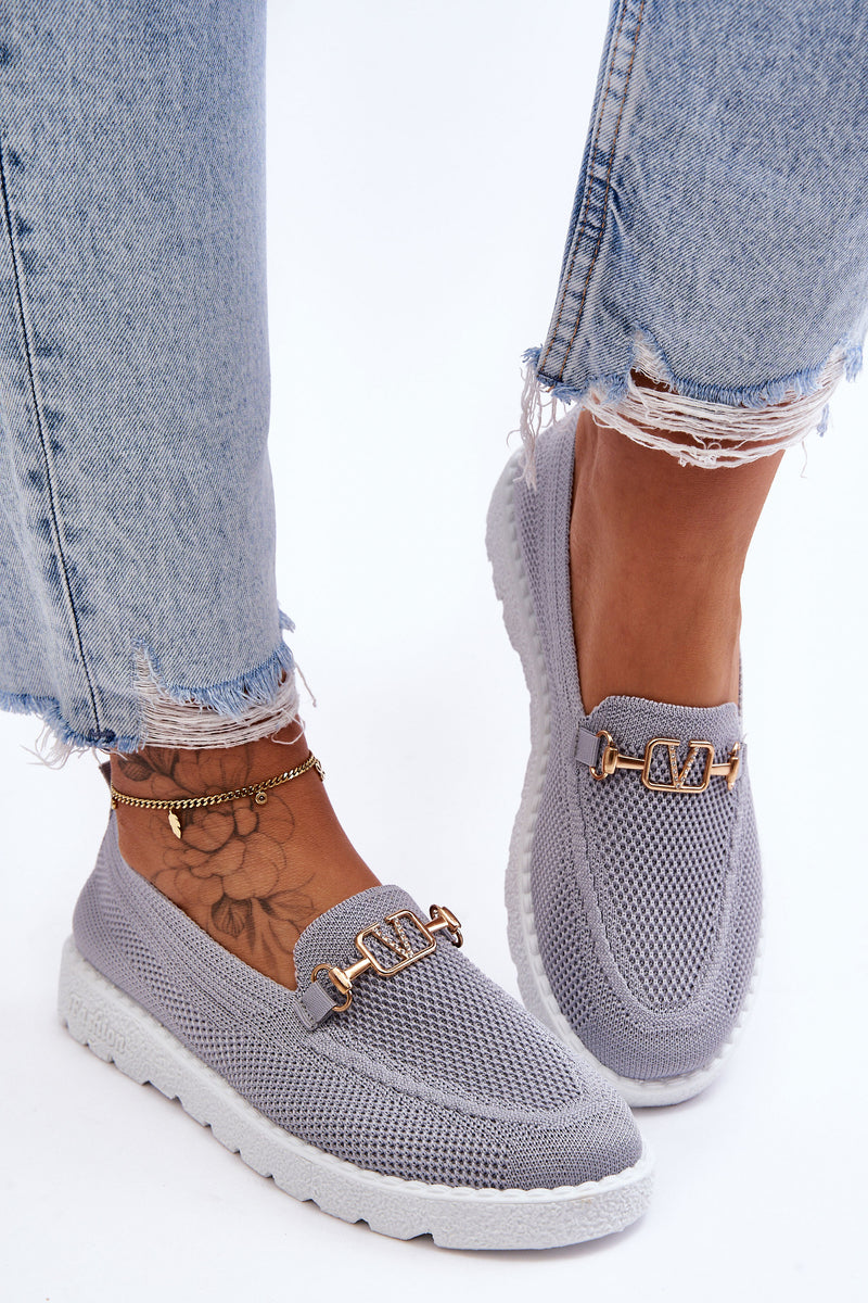 Women's Slip-On Sneakers With Embellishment Grey Alena-4