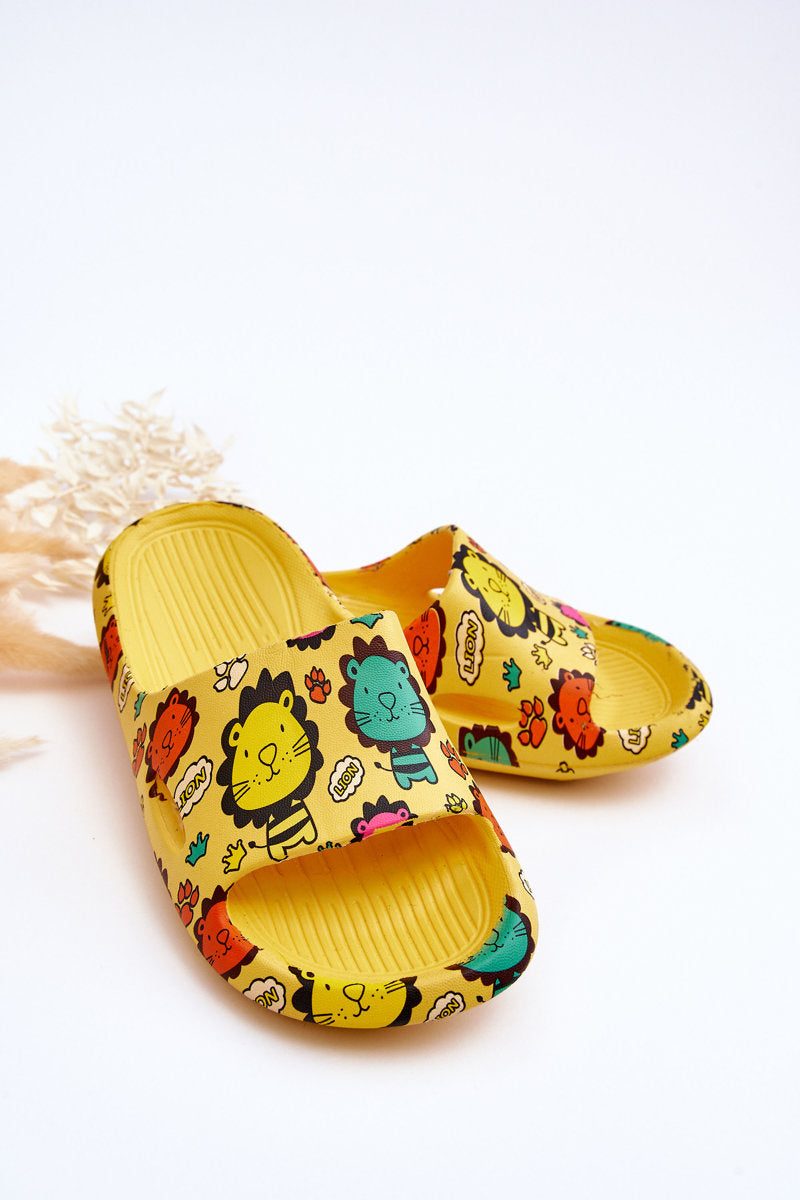 Children's Light Foam Slippers Lion Motif Yellow Esther-1