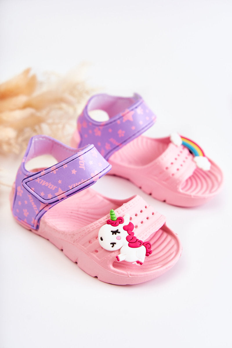 Light Foam Children's Sandals With Velcro Pink Asti-2