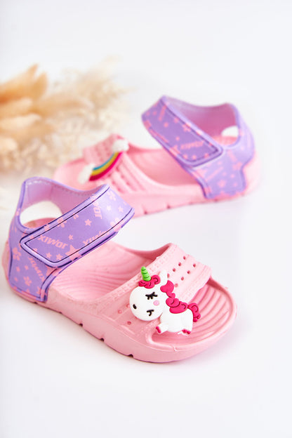 Light Foam Children's Sandals With Velcro Pink Asti-1