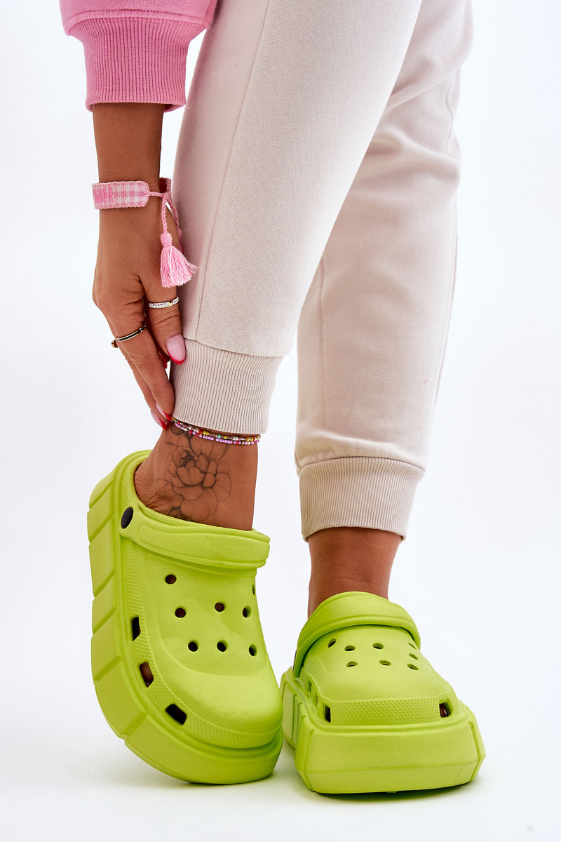 Women's Foam Platform Crocs Lime Beckett-2